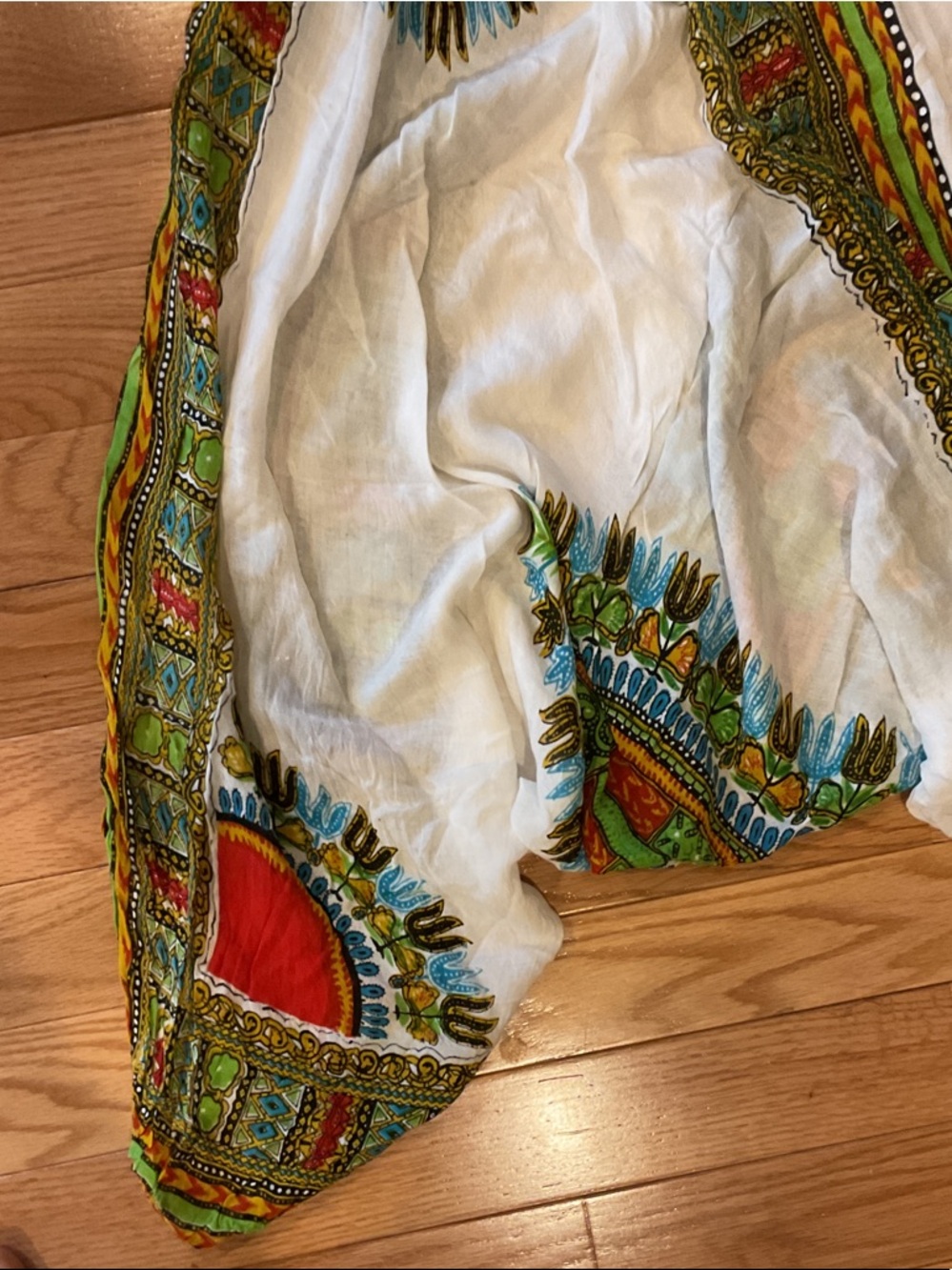 HHG Bohemian White Green Printed Harem Pants Thailand waist 11 stretches 19 OS - Picture 3 of 12